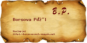 Borsova Pál névjegykártya